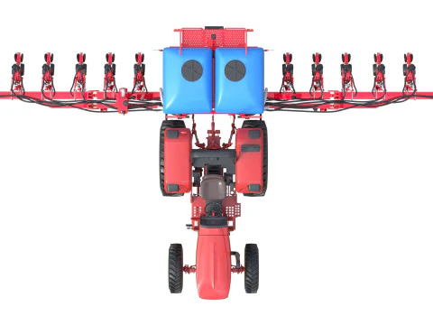 Trattore agricolo generico e seminatrice trainata Modello 3D