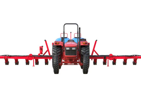 Trattore agricolo generico e seminatrice trainata Modello 3D