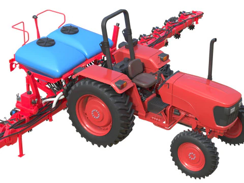 Trattore agricolo generico e seminatrice trainata Modello 3D