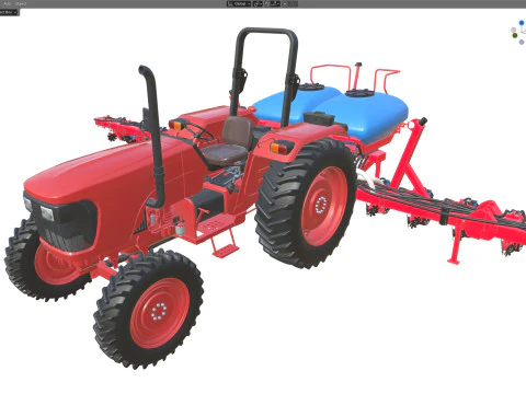Trattore agricolo generico e seminatrice trainata Modello 3D