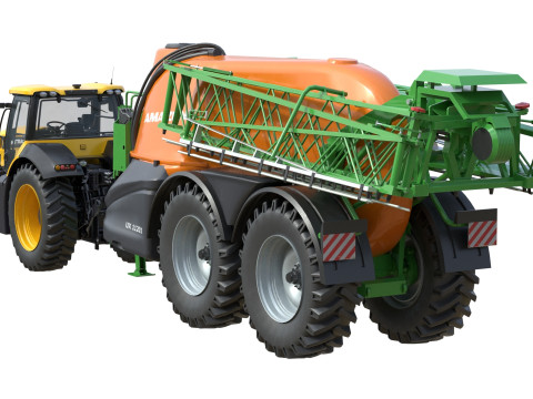 Trattore JCB Fastrac e irroratrice trainata Modello 3D