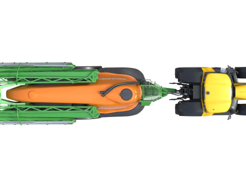 Trattore JCB Fastrac e irroratrice trainata Modello 3D