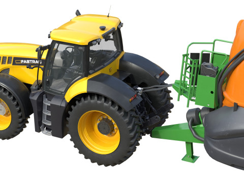 Trattore JCB Fastrac e irroratrice trainata Modello 3D
