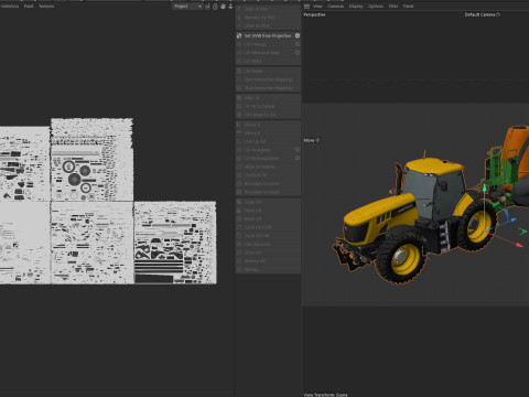 Trattore JCB Fastrac e irroratrice trainata Modello 3D