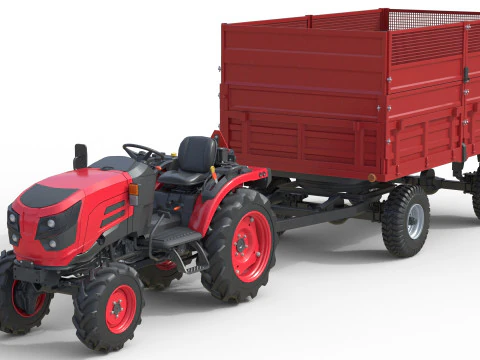 Trattore e rimorchio ribaltabile Mahindra Oja Modello 3D