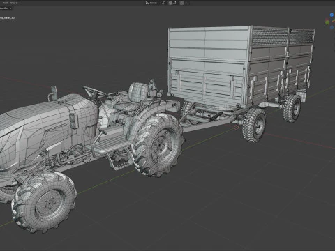 Trattore e rimorchio ribaltabile Mahindra Oja Modello 3D