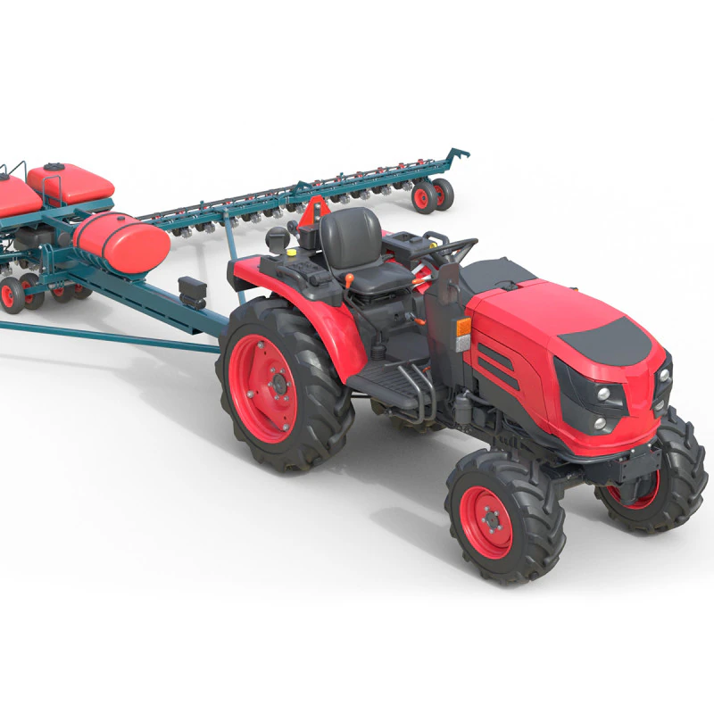 Trattore Mahindra Oja con seminatrice a file Modello 3D .c4d .max .obj .3ds .fbx .stl .blend