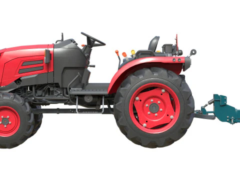 Trattore Mahindra Oja con seminatrice a file Modello 3D