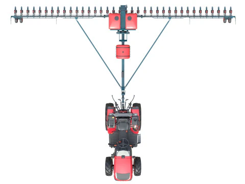 Trattore Mahindra Oja con seminatrice a file Modello 3D