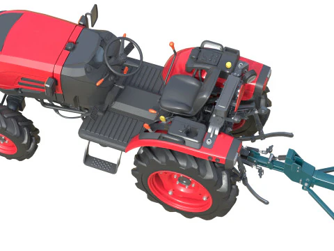 Trattore Mahindra Oja con seminatrice a file Modello 3D