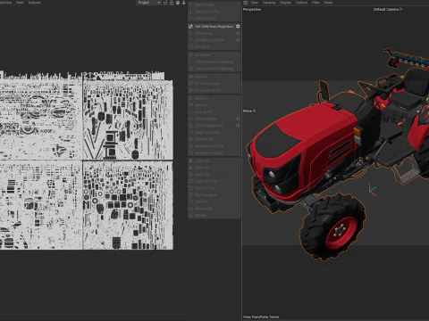 Trattore Mahindra Oja con seminatrice a file Modello 3D