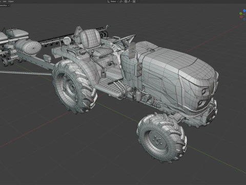 Trattore Mahindra Oja con seminatrice a file Modello 3D
