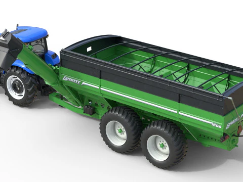 New Holland WorkMaster Tractor and Brent cart 3D Model