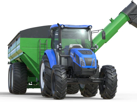 New Holland WorkMaster Tractor and Brent cart 3D Model