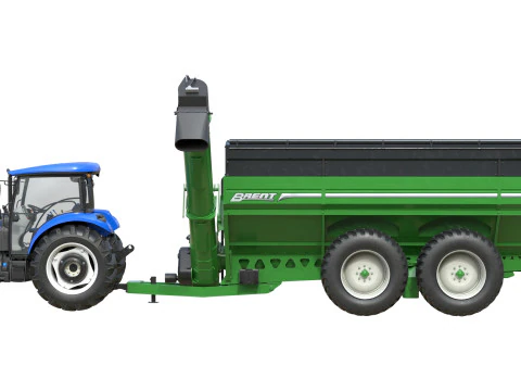 New Holland WorkMaster Tractor and Brent cart 3D Model