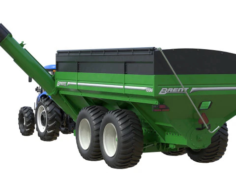 New Holland WorkMaster Tractor and Brent cart 3D Model