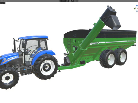 New Holland WorkMaster Tractor and Brent cart 3D Model