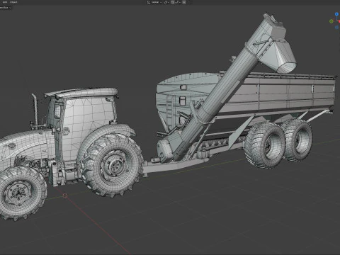 New Holland WorkMaster Tractor and Brent cart 3D Model