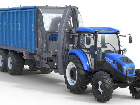 New Holland WorkMaster Tractor and Dump Trailer 3D Model