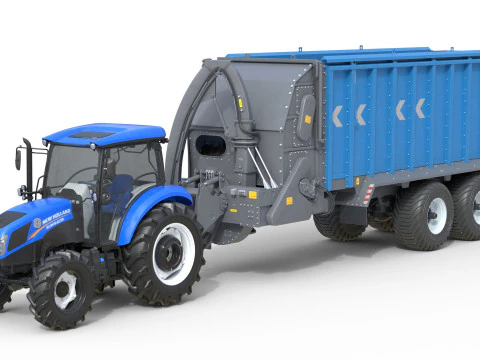New Holland WorkMaster Tractor and Dump Trailer 3D Model