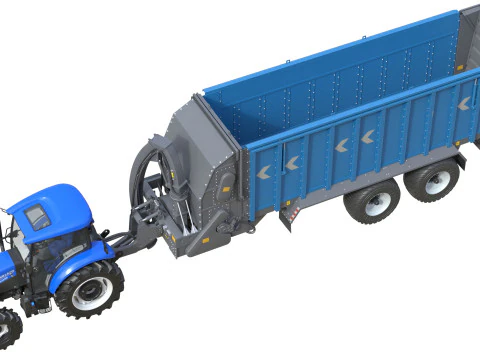 New Holland WorkMaster Tractor and Dump Trailer 3D Model