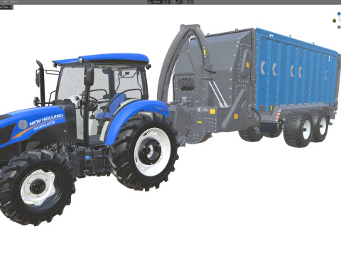 New Holland WorkMaster Tractor and Dump Trailer 3D Model