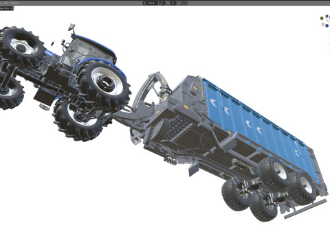 New Holland WorkMaster Tractor and Dump Trailer 3D Model