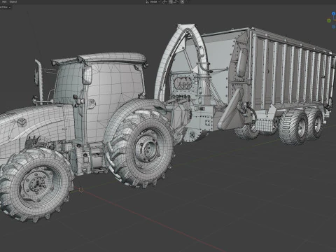 New Holland WorkMaster Tractor and Dump Trailer 3D Model