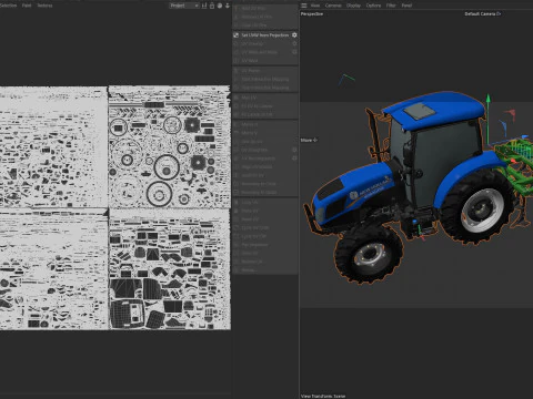 Trattore New Holland WorkMaster e coltivatore ibrido Modello 3D
