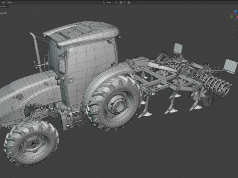 Trattore New Holland WorkMaster e coltivatore ibrido Modello 3D