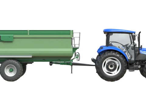 Trattore New Holland WorkMaster e rimorchio ribaltabile Modello 3D