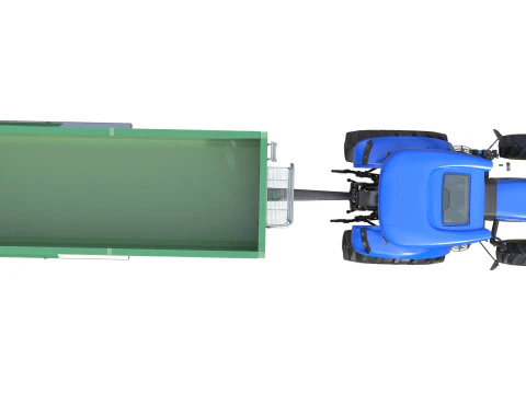 Trattore New Holland WorkMaster e rimorchio ribaltabile Modello 3D