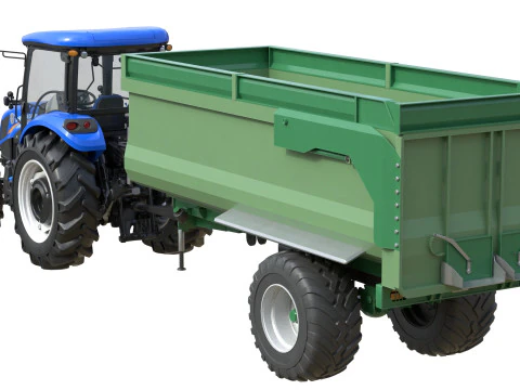 Trattore New Holland WorkMaster e rimorchio ribaltabile Modello 3D