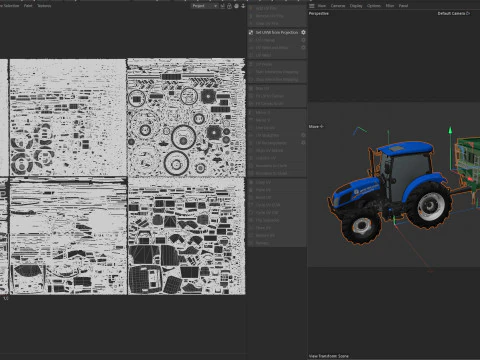 Trattore New Holland WorkMaster e rimorchio ribaltabile Modello 3D