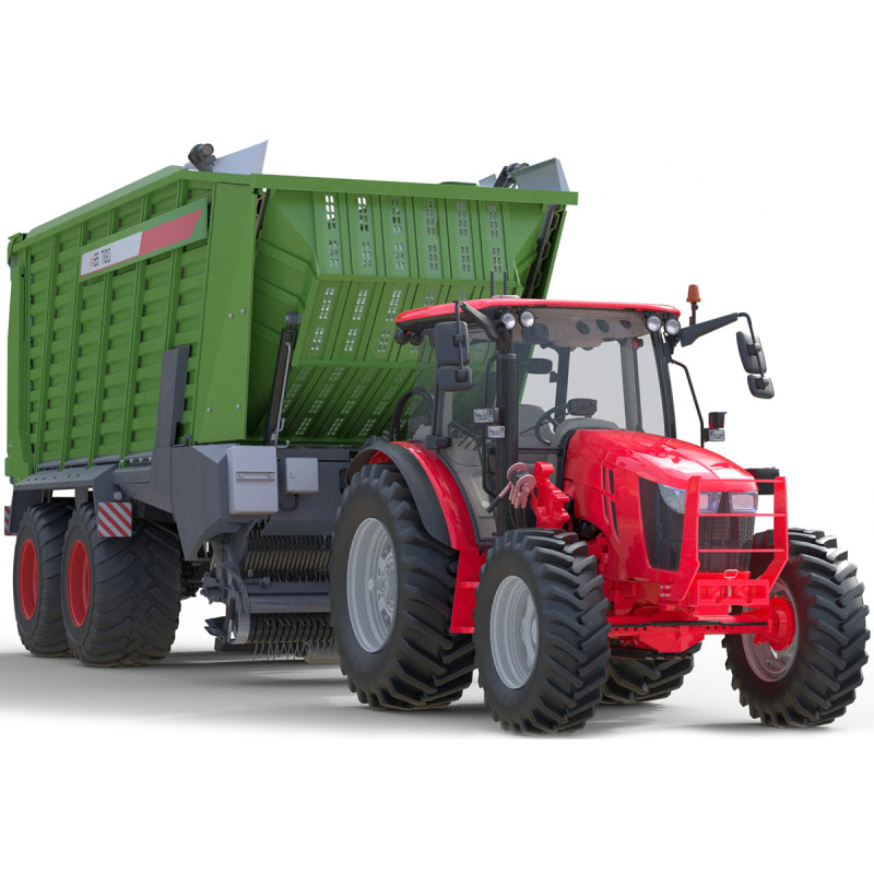Tractor and Fendt Trailer 3D Model .c4d .max .obj .3ds .fbx .stl .blend 