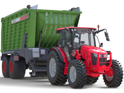 トラクターとフェントトレーラー 3Dモデル