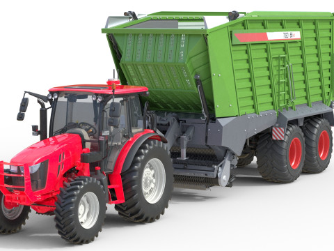 Tractor and Fendt Trailer 3D Model