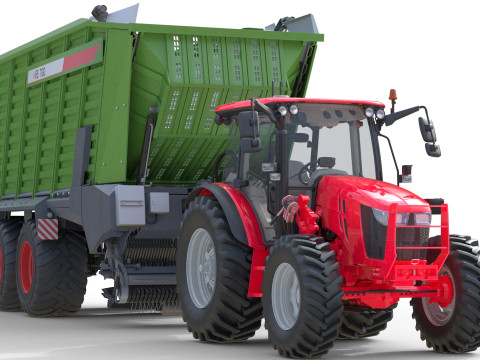 Tractor and Fendt Trailer 3D Model