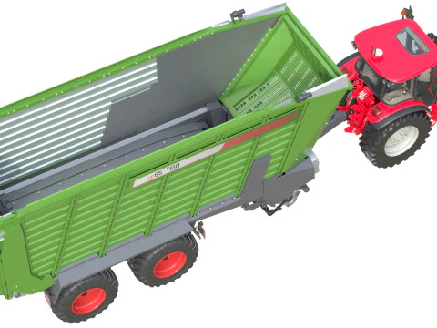 Trattore e rimorchio Fendt Modello 3D