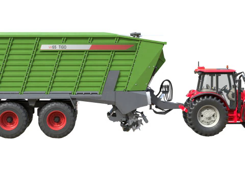 Trattore e rimorchio Fendt Modello 3D
