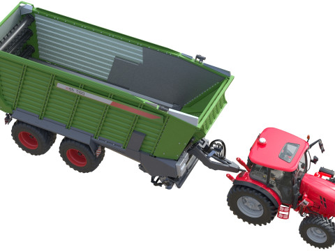 Tractor and Fendt Trailer 3D Model