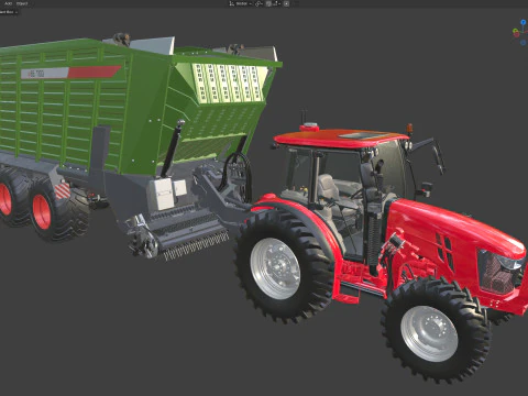 Trattore e rimorchio Fendt Modello 3D