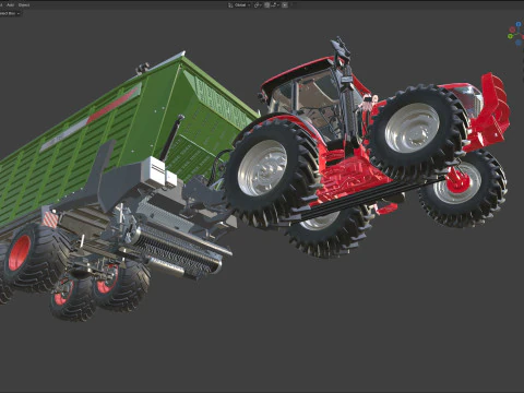 Trattore e rimorchio Fendt Modello 3D