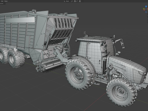 Tractor and Fendt Trailer 3D Model