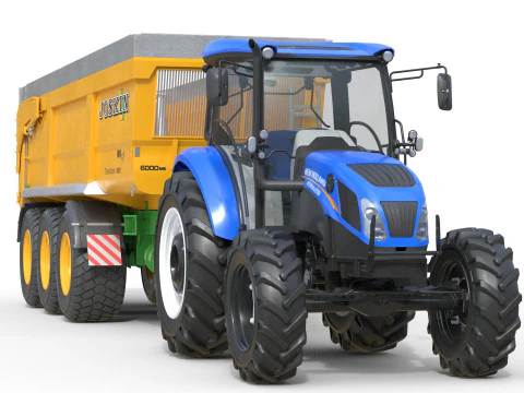 Tractor and Joskin Farm Trailer 3D Model