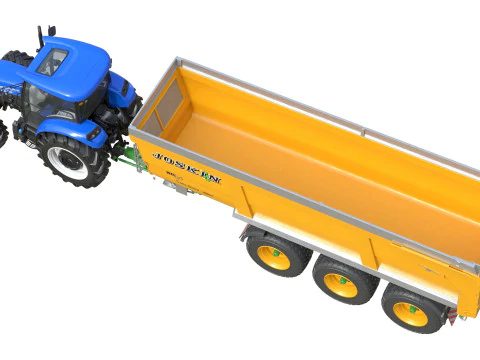 Tractor and Joskin Farm Trailer 3D Model