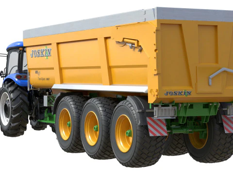 Tractor and Joskin Farm Trailer 3D Model