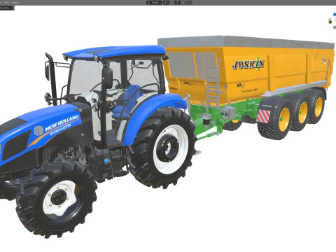 Tractor and Joskin Farm Trailer 3D Model