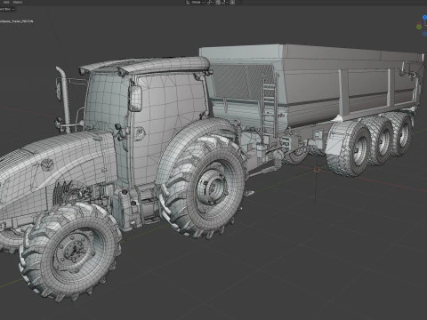 Tractor and Joskin Farm Trailer 3D Model