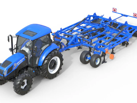 Tractor Mounted Star Wheel Cultivator 3D Model